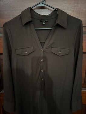 Talbots Chocolate Brown Long Sleeve Shirt Dress
